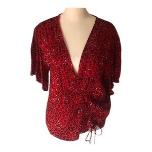 Lovers + Friends Red Flutter Sleeve Valentina Blouse